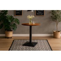 Bistrotisch Schweizer Kante massiv Akazie nussbaumfarben 70 cm Säulengestell-eckig schwarz BRASILIA von SAM