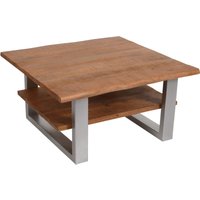 Couchtisch 90 x 90 cm massiv honigfarben Mango silber PATRICK von SAM