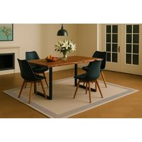 Essgruppe Baumkante massiv 120 x 80 cm Akazie nussbaumfarben U-Gestell schwarz & 4 Stühle schwarz QUINN Essgruppe Baumkante massiv 120 x 80 cm Akazie nussbaumfarben U-Gestell schwarz & 4 Stühle schwarz QUINN von SAM
