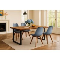Essgruppe Baumkante massiv 140 x 80 cm Akazie nussbaumfarben U-Gestell schwarz & 4 Stühle grau quinn Essgruppe Baumkante massiv 140 x 80 cm Akazie nussbaumfarben U-Gestell schwarz & 4 Stühle grau quinn von SAM