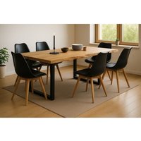 Essgruppe Baumkante massiv 180 x 90 cm Wildeiche U-Gestell schwarz & 6 Stühle schwarz seattle Essgruppe Baumkante massiv 180 x 90 cm Wildeiche U-Gestell schwarz & 6 Stühle schwarz seattle von SAM