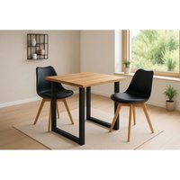 Essgruppe Baumkante massiv 80 x 80 cm Wildeiche U-Gestell schwarz & 2 Stühle schwarz seattle Essgruppe Baumkante massiv 80 x 80 cm Wildeiche U-Gestell schwarz & 2 Stühle schwarz seattle von SAM