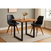 Essgruppe Baumkante massiv 90 x 90 cm Akazie naturfarben U-Gestell schwarz & 2 Stühle schwarz quinn Essgruppe Baumkante massiv 90 x 90 cm Akazie naturfarben U-Gestell schwarz & 2 Stühle schwarz quinn von SAM