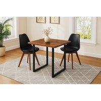 Essgruppe Baumkante massiv 90 x 90 cm Akazie nussbaumfarben U-Gestell schwarz & 2 Stühle schwarz quinn Essgruppe Baumkante massiv 90 x 90 cm Akazie nussbaumfarben U-Gestell schwarz & 2 Stühle schwarz quinn von SAM