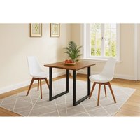 Essgruppe Baumkante massiv 90 x 90 cm Akazie nussbaumfarben U-Gestell schwarz & 2 Stühle weiß quinn Essgruppe Baumkante massiv 90 x 90 cm Akazie nussbaumfarben U-Gestell schwarz & 2 Stühle weiß quinn von SAM
