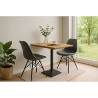 Essgruppe Bistrotisch Baumkante massiv 80 x 60 cm Mango rough schwarz Säulengestell INES von SAM