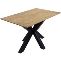 Esstisch 140x80cm Akazie massiv eichenfarben schweizer Kante Spider-Gestell schwarz dean von SAM