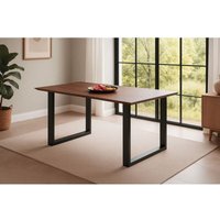 Esstisch 140x80cm Akazie massiv kastanienfarben schweizer Kante U-Gestell schwarz RITA von SAM