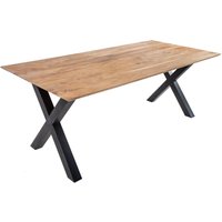 Esstisch 200x100 cm Akazie massiv eichenfarben schweizer Kante X-Gestell schwarz dean von SAM