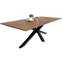 Esstisch 220x100cm Akazie massiv nussbaumfarben schweizer Kante Spider-Gestell abby von SAM