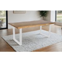 Esstisch Baumkante Akazie massiv eichenfarben 200 x 100 U-Gestell weiß cali Esstisch Baumkante Akazie massiv eichenfarben 200 x 100 U-Gestell weiß cali von SAM