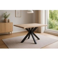 Esstisch Baumkante Akazie naturfarben 140 x 80 cm Spider-Gestell schwarz harley von SAM