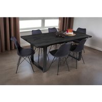 Esstisch Baumkante Holz-Optik Grau 160 x 85 U-Gestell schwarz josy von SAM
