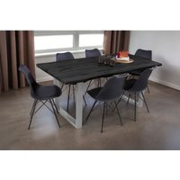 Esstisch Baumkante Holz-Optik Grau 160 x 85 U-Gestell silber josy von SAM