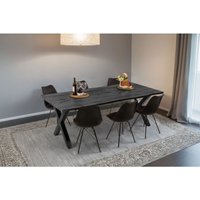 Esstisch Baumkante Holz-Optik Grau 220 x 100 X-Gestell schwarz JOSY von SAM