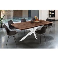 Esstisch Baumkante Holz-Optik Nussbaum 200 x 100 Spider-Gestell weiß josy von SAM