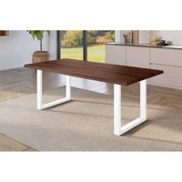 Esstisch Baumkante Holz-Optik Nussbaum 240 x 100 U-Gestell weiß JULIUS von SAM