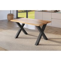 Esstisch Baumkante Holz-Optik Wildeiche 120 x 80 X-Gestell schwarz julius von SAM