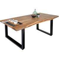 Esstisch Baumkante massiv Akazie Natur 140 x 80 U-Gestell schwarz thea von SAM