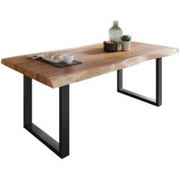 Esstisch Baumkante massiv Akazie Natur 180 x 90 U-Gestell schwarz atlas von SAM