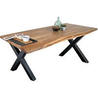 Esstisch Baumkante massiv Akazie Natur 180 x 90 X-Gestell schwarz tomaso Esstisch Baumkante massiv Akazie Natur 180 x 90 X-Gestell schwarz tomaso von SAM