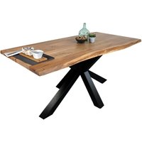 Esstisch Baumkante massiv Akazie Natur 220 x 100 Spider-Gestell schwarz tim von SAM