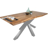 Esstisch Baumkante massiv Akazie Natur 240 x 100 Spider-Gestell silber tim von SAM