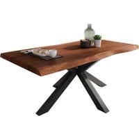 Esstisch Baumkante massiv Akazie Nussbaum 180 x 90 Spider-Gestell schwarz ATLAS von SAM