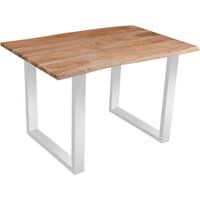 Esstisch Baumkante massiv Akazie eichefarben 140 x 80 cm silber derek von SAM