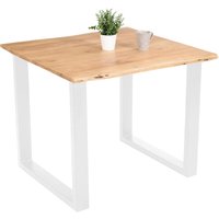 Esstisch Baumkante massiv Akazie eichefarben 80 x 80 cm weiß derek von SAM