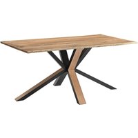 Esstisch Baumkante massiv Akazie natur 140 x 80 Metall Spider-Gestell schwarz außen Holz miami von SAM