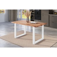 Esstisch Baumkante massiv Akazie natur 140 x 80 weiß nick von SAM