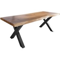 Esstisch Baumkante massiv Akazie natur 220 x 110 X-Gestell Metall schwarz titan Esstisch Baumkante massiv Akazie natur 220 x 110 X-Gestell Metall schwarz titan von SAM