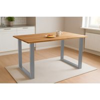 Esstisch Baumkante massiv Eiche geölt 120 x 80 cm U-Gestell silber salvador von SAM