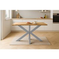 Esstisch Baumkante massiv Eiche geölt 160 x 85 cm Spider-Gestell silber SALVADOR von SAM