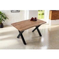 Esstisch Baumkante massiv Mango 120 x 80 X-Gestell schwarz CALI von SAM