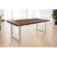 Esstisch Baumkante massiv Mango honigfarben 260 x 100 U-Gestell silber cali Esstisch Baumkante massiv Mango honigfarben 260 x 100 U-Gestell silber cali von SAM