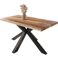 Esstisch Baumkante massiv Mango rough 140 x 80 Spider-Gestell schwarz atlas von SAM
