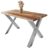 Esstisch Baumkante massiv Mango rough 160 x 85 X-Gestell silber atlas Esstisch Baumkante massiv Mango rough 160 x 85 X-Gestell silber atlas von SAM