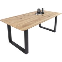 Esszimmertisch Schweizer Kante rund massiv & geölt Eiche 180x90 schwarz U-Gestell Lotte Esszimmertisch Schweizer Kante rund massiv & geölt Eiche 180x90 schwarz U-Gestell Lotte von SAM