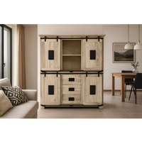 Highboard Vitrine Akazie massiv 150 x 45 x 160 cm eichefarben LIBRO Highboard Vitrine Akazie massiv 150 x 45 x 160 cm eichefarben LIBRO von SAM