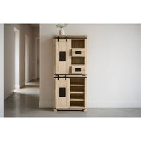 Highboard Vitrine Akazie massiv 80 x 45 x 175 cm eichefarben LIBRO von SAM
