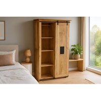 Kleiderschrank 175 x 100 x 45 cm Akazienholz massiv naturfarben libro von SAM