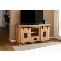 Lowboard Kommode TV-Board mit Schiebetüren, Schubfach & 6 Fächern Akazie massiv natur 128 x 45 x 70 cm LIBRO Lowboard Kommode TV-Board mit Schiebetüren, Schubfach & 6 Fächern Akazie massiv natur 128 x 45 x 70 cm LIBRO von SAM