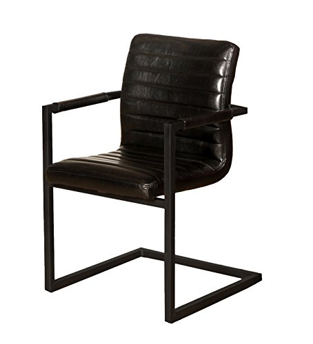 SAM® Esszimmerstuhl Kunstleder schwarz Parzivo, Stuhl mit Armlehnen, Schwingstuhl mit Eisen-Fuß von SAM