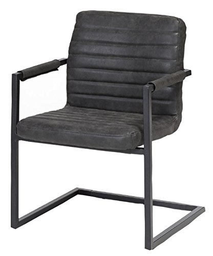 SAM® Esszimmerstuhl Kunstleder schwarz matt Parzivo, Stuhl mit Armlehnen, Schwingstuhl mit Eisen-Fuß von SAM