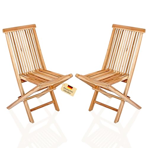 Loreno Menorca - 2er Set Gartenmöbel Set aus Teakholz - Robuste und klappbare Gartenstühle, Ideal für Garten und Balkon - Hochlehner Gartenstuhl, Pflegeleicht von SAM