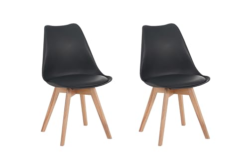 SAM 2er Set Esszimmerstuhl Lovelace | Farbe: Schwarz | Sitzschale Kunststoff & Sitzpolster Kunstleder | Stuhlbeine Massivholz Buche | 49 x 54 x 82 cm | Schalenstuhl skandinavischer Stil SAM 2er Set Esszimmerstuhl Lovelace | Farbe: Schwarz | Sitzschale Kunststoff & Sitzpolster Kunstleder | Stuhlbeine Massivholz Buche | 49 x 54 x 82 cm | Schalenstuhl skandinavischer Stil von SAM