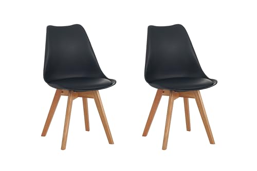 SAM 2er Set Esszimmerstuhl Lovelace | Farbe: Schwarz | Sitzschale Kunststoff & Sitzpolster Kunstleder | Stuhlbeine Massivholz Eichenfarben | 49 x 54 x 82 cm | Schalenstuhl skandinavischer Stil SAM 2er Set Esszimmerstuhl Lovelace | Farbe: Schwarz | Sitzschale Kunststoff & Sitzpolster Kunstleder | Stuhlbeine Massivholz Eichenfarben | 49 x 54 x 82 cm | Schalenstuhl skandinavischer Stil von SAM