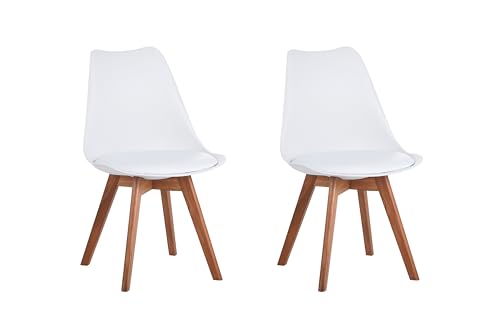 SAM 2er Set Esszimmerstuhl Lovelace | Farbe: Weiß | Sitzschale Kunststoff & Sitzpolster Kunstleder | Stuhlbeine Massivholz Akazienfarben | 49 x 54 x 82 cm | Schalenstuhl skandinavischer Stil SAM 2er Set Esszimmerstuhl Lovelace | Farbe: Weiß | Sitzschale Kunststoff & Sitzpolster Kunstleder | Stuhlbeine Massivholz Akazienfarben | 49 x 54 x 82 cm | Schalenstuhl skandinavischer Stil von SAM